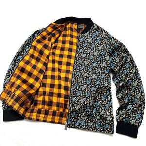 Scotch & Soda Reversible Silky Floral Plaid Printed Bomber Jacket Zip sz XS - S
